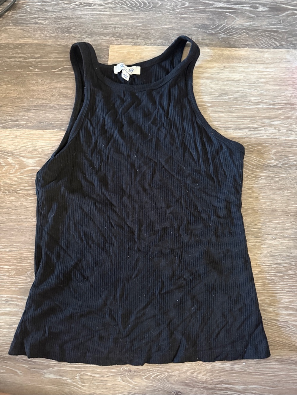 She + Sky Black Ribbed Tank Top
